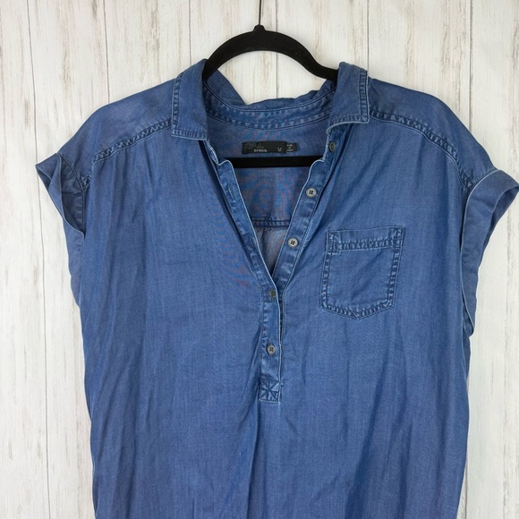 Prana Denim Chambray Button-Up Shirt Medium - Picture 2 of 6